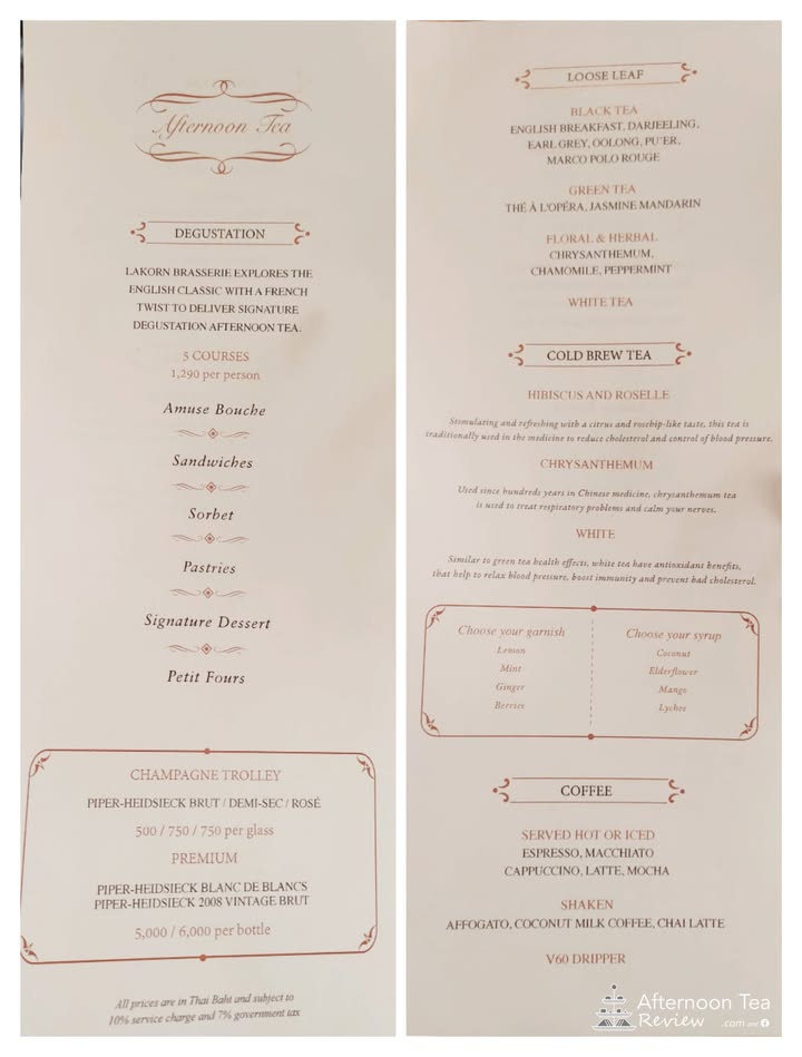 The Aternoon Tea Menu