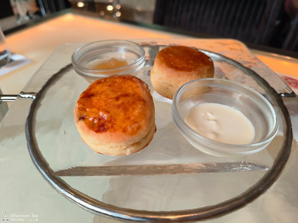Fig scone & plain scone Peach jam Clotted cream
